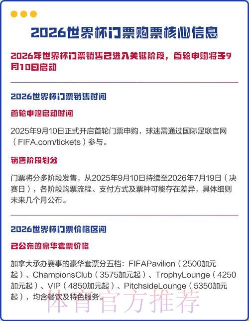 2026年世界杯官方购票平台入口指南 2026年世界杯官方购票平台入口指南
